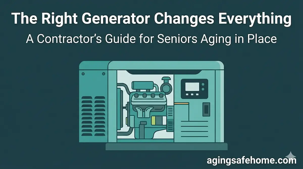Whole home standby generator illustration for backup generators for seniors aging in place contractor guide